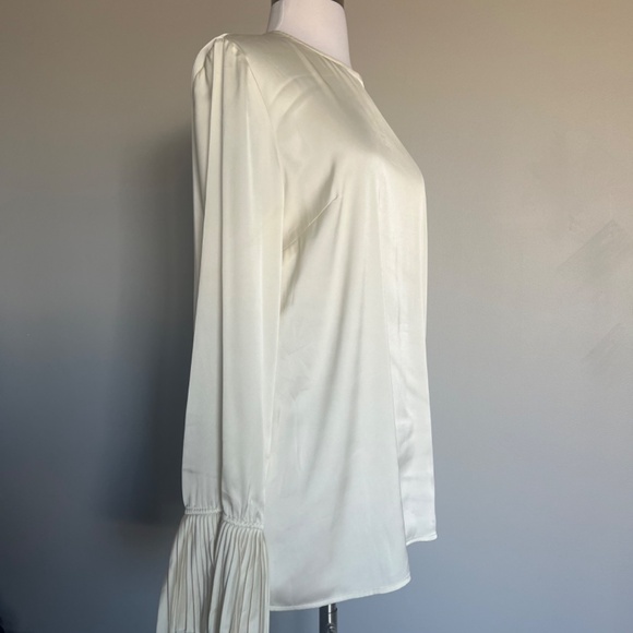 P.A.R.O.S.H. Cocktail Blouse Shirt Piano With Pleated Poet Sleeves Cream/Beige - Picture 10 of 14